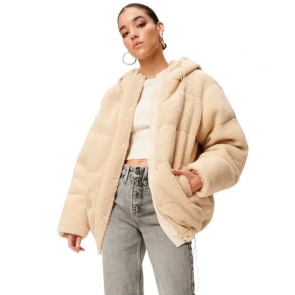 NEW Good American Essentials Sherpa Cocoon Puffer / XL